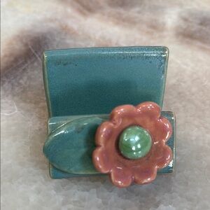Handmade ceramic business card or post it note pack holder